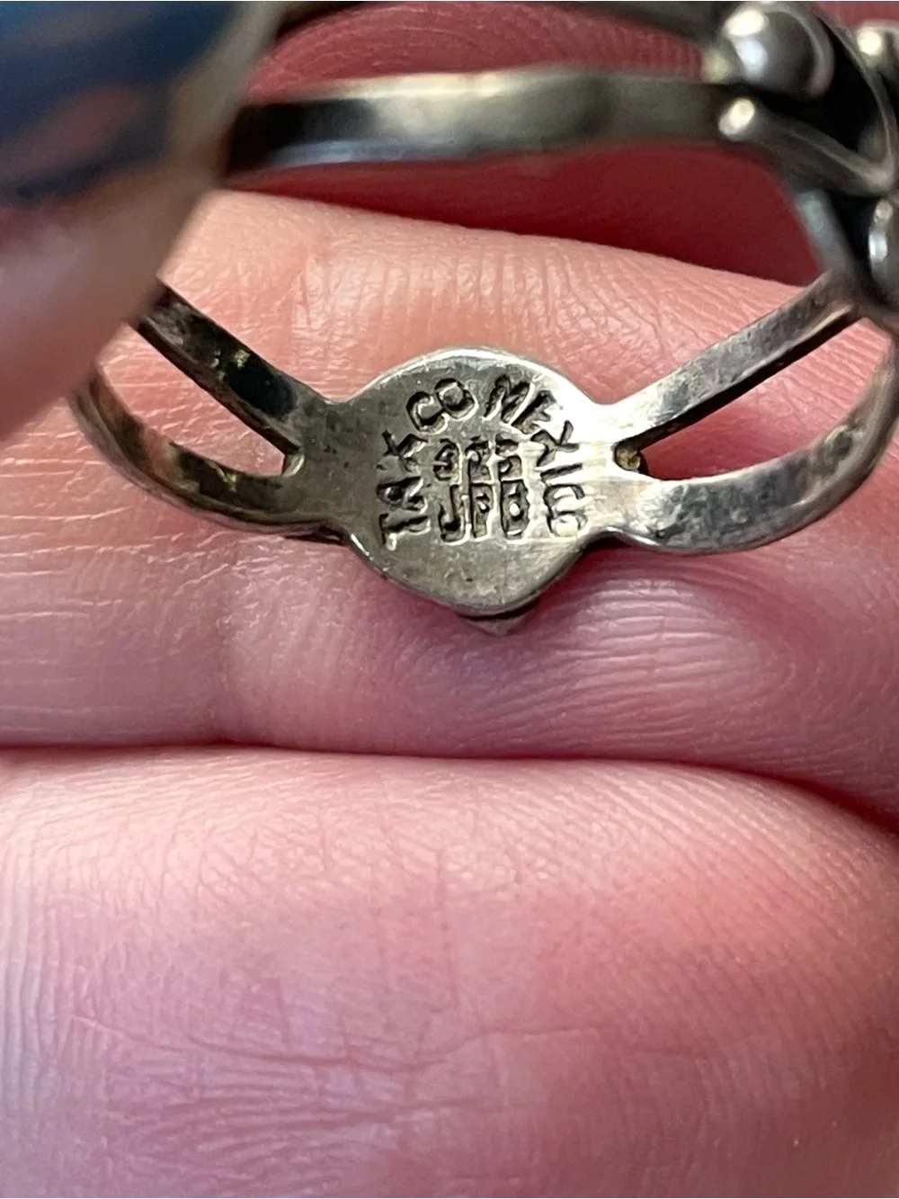 Signed vintage Taxco stamped sterling silver modernist ring sz 8-8.25